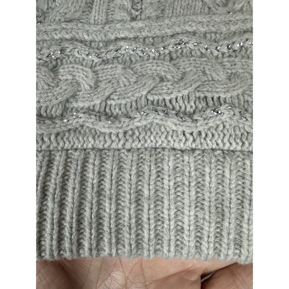Sundance Lambswool Sweater Women Medium Cream Cable Knit Pullover Metallic Boho - Picture 6 of 8